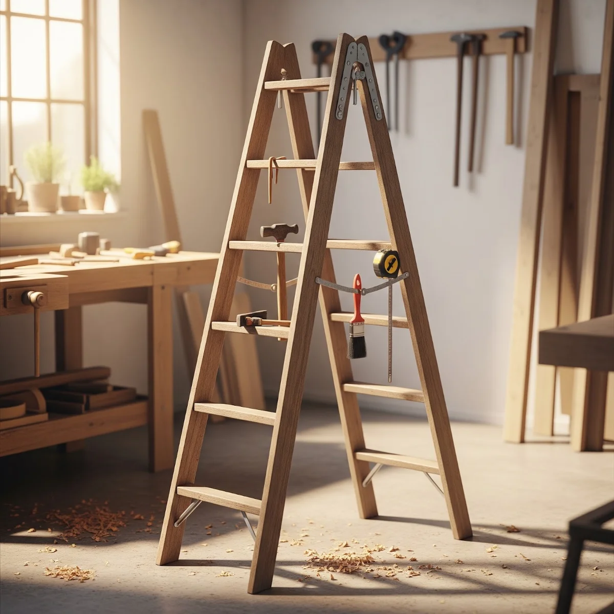 Echelle double en bois – 2 m - thumbnail 3