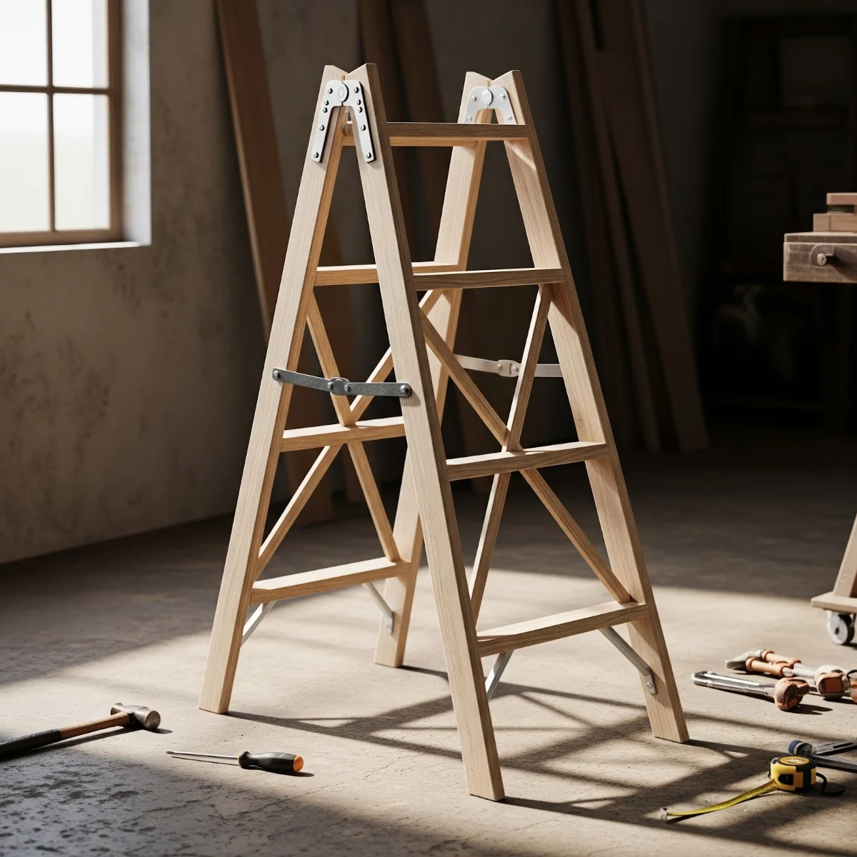 Echelle double en bois – 2 m - thumbnail 4